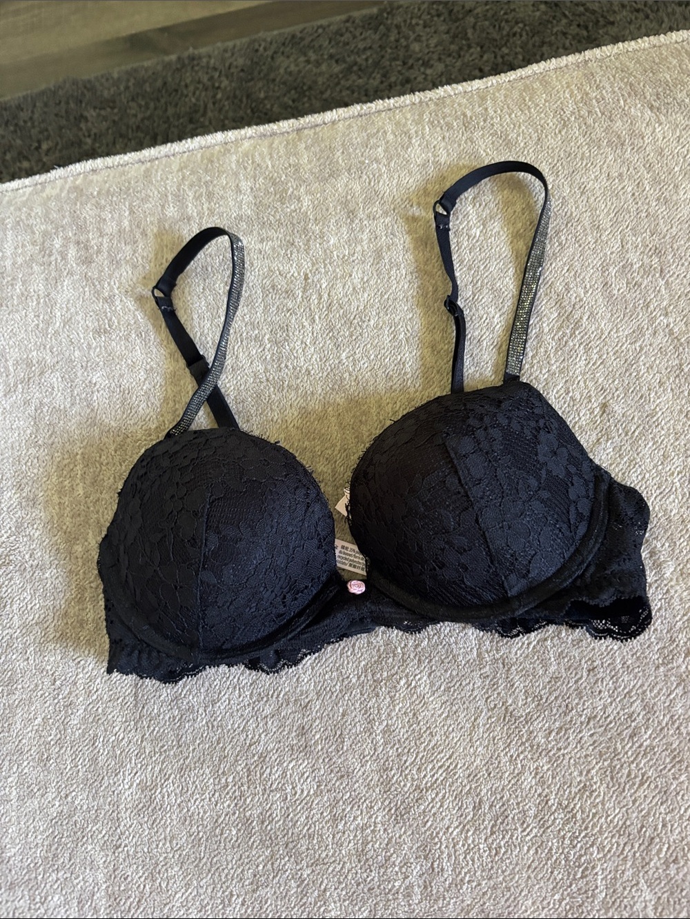 Victorias Secret Studded Strap Lace Push Up Bra